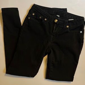 TRUE RELIGION Mid Rise Black Skinny Leg Sz 28